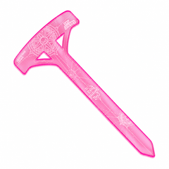 Fluorescent pink transparent acrylic Deepstrike range ruler with etched markings