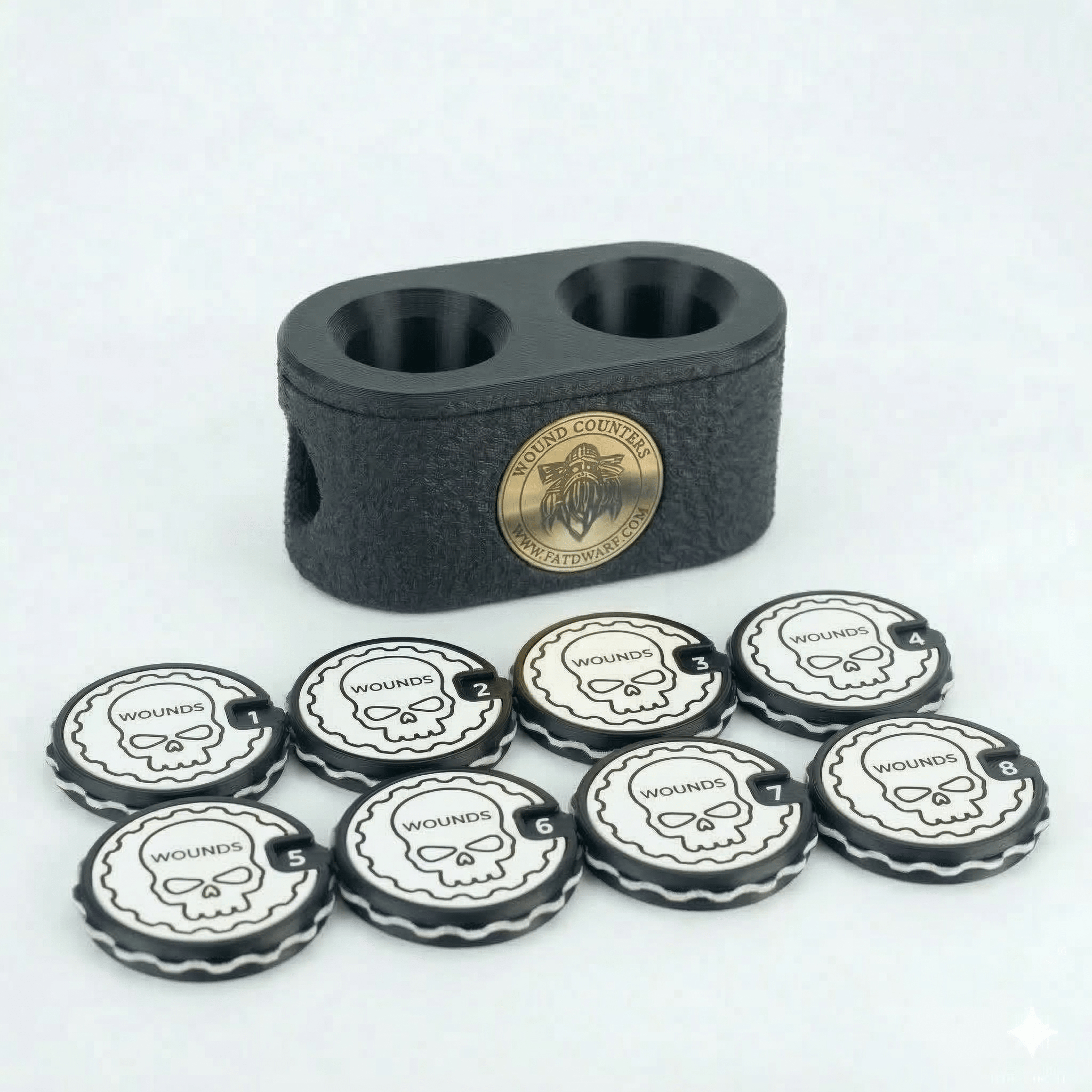 Tabletop Wound Tracker Set – x8 16 Wounds Counters - Fat Dwarf